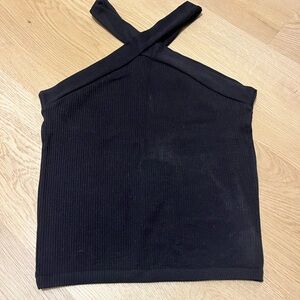 Elegant Black Women's Cross-Strap Crop Top